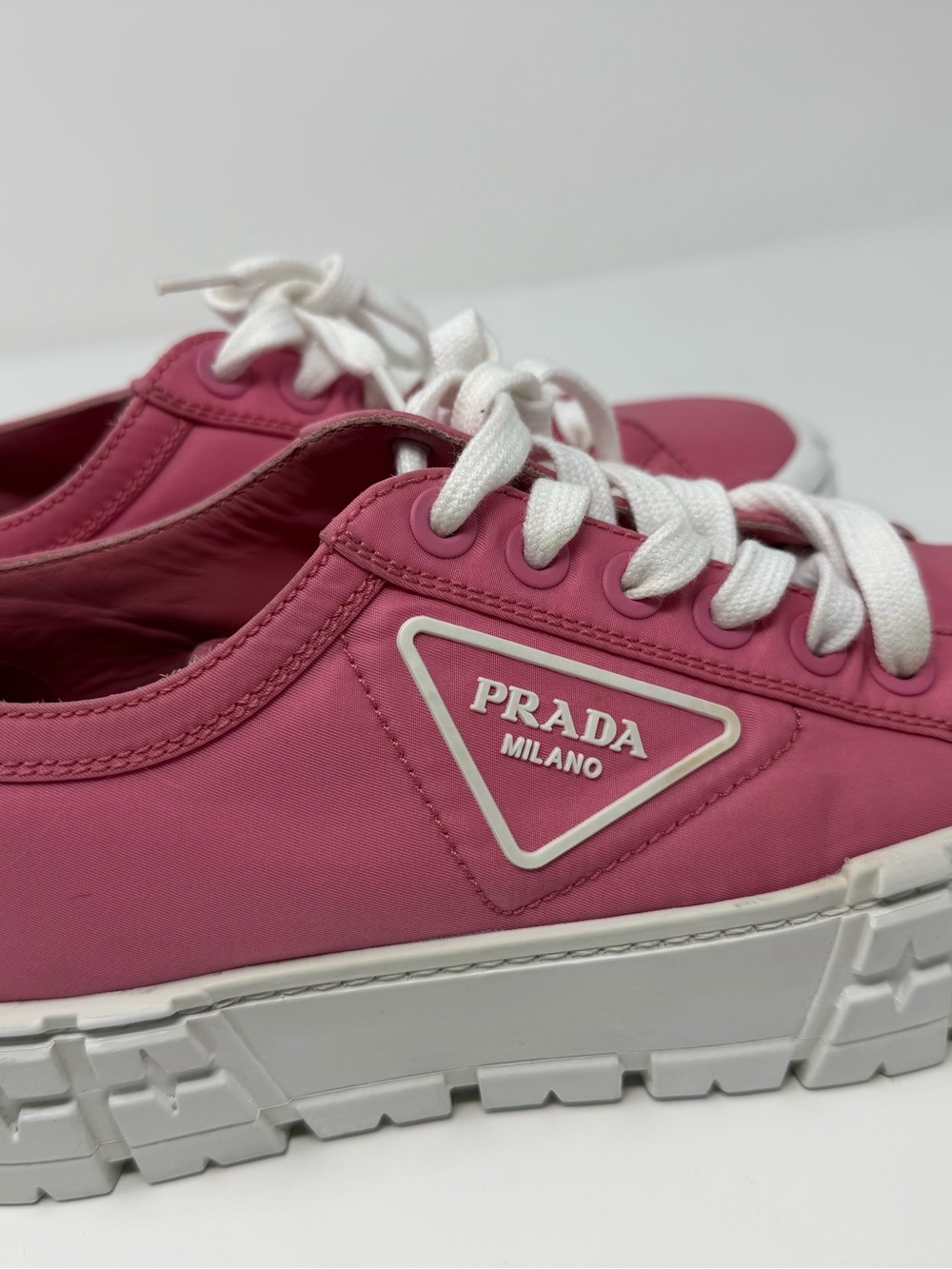 Prada Hot Pink Platform Lace-Up Sneakers - Picture 3 of 16